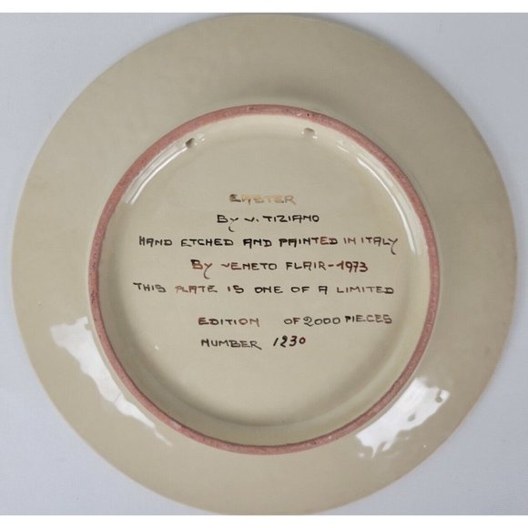 Vtg 1973 Veneto Flair Plate Easter V. Tiziano Italy Limited Edition Bunny - Picture 5 of 7